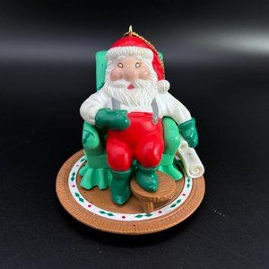 Vintage 1991 National Rennoc Sleeping Santa Chair Christmas Tree Ornament